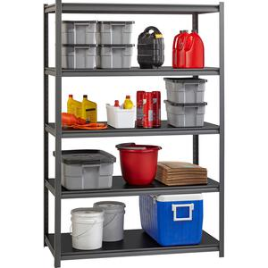 Lorell Iron Horse 3200 lb Capacity Riveted Shelving - 5 Shelf(ves) - 72" Height x 48" Width x 24" Depth - 30% Recycled - Black - Steel, Laminate - 1 Each