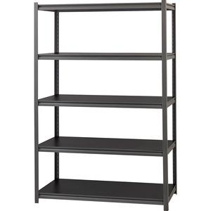 Lorell Iron Horse 3200 lb Capacity Riveted Shelving - 5 Shelf(ves) - 72" Height x 48" Width x 24" Depth - 30% Recycled - Black - Steel, Laminate - 1 Each