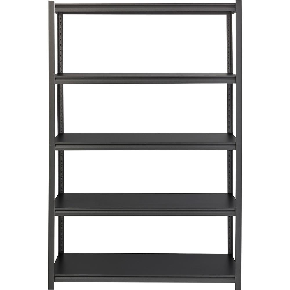 Lorell Iron Horse 3200 lb Capacity Riveted Shelving - 5 Shelf(ves) - 72" Height x 48" Width x 24" Depth - 30% Recycled - Black - Steel, Laminate - 1 Each