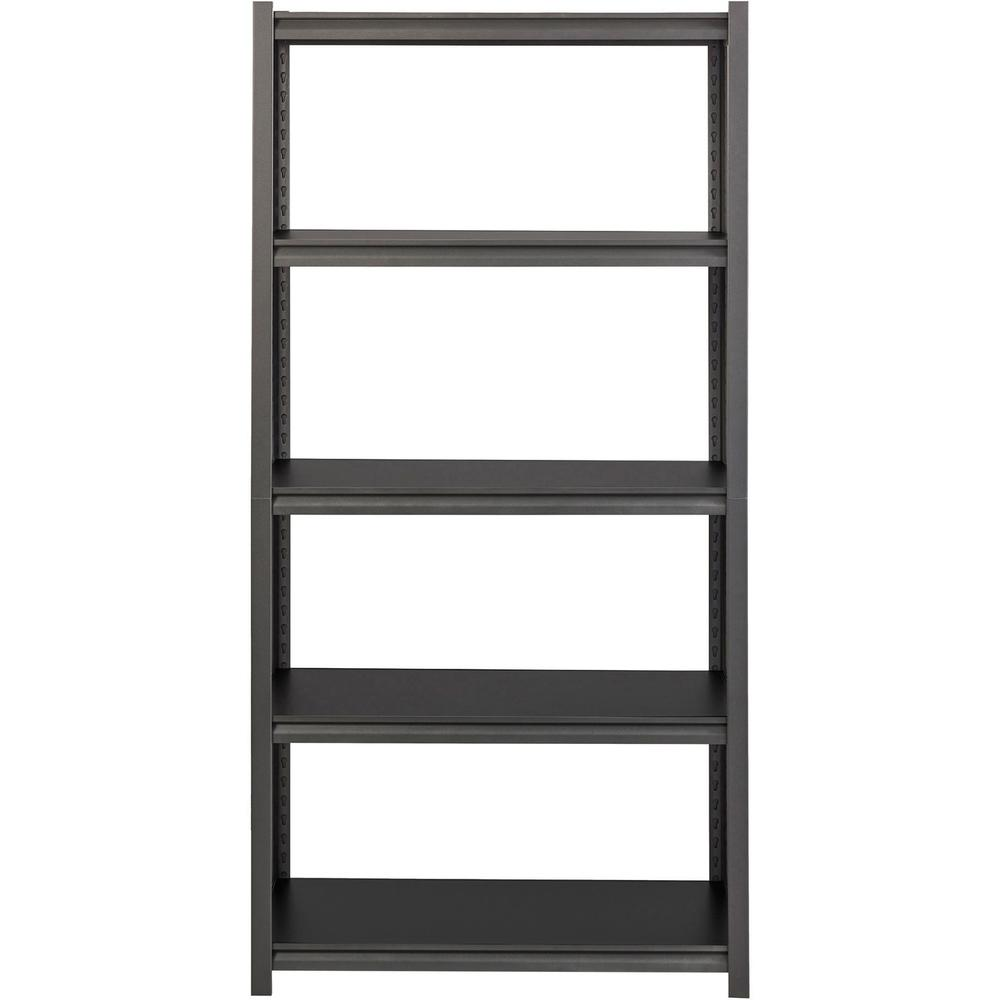 Lorell Iron Horse 3200 lb Capacity Riveted Shelving - 5 Shelf(ves) - 72" Height x 36" Width x 18" Depth - 30% Recycled - Black - Steel, Laminate - 1 Each