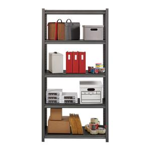 Lorell Iron Horse 3200 lb Capacity Riveted Shelving - 5 Shelf(ves) - 72" Height x 36" Width x 18" Depth - 30% Recycled - Black - Steel, Laminate - 1 Each