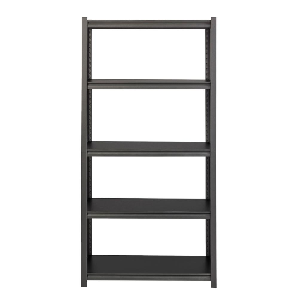 Lorell Iron Horse 3200 lb Capacity Riveted Shelving - 5 Shelf(ves) - 72" Height x 36" Width x 18" Depth - 30% Recycled - Black - Steel, Laminate - 1 Each