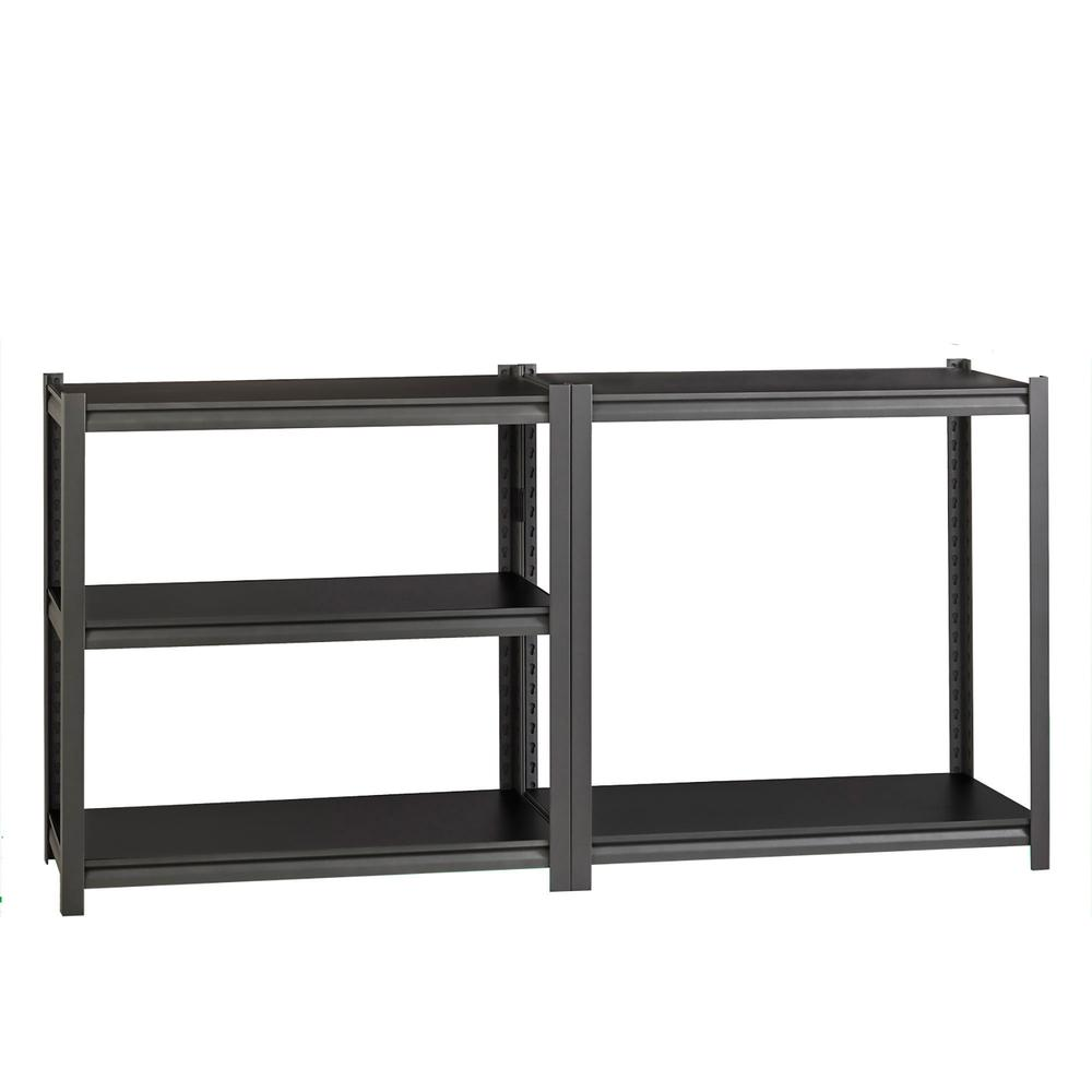 Lorell Iron Horse 3200 lb Capacity Riveted Shelving - 5 Shelf(ves) - 72" Height x 36" Width x 18" Depth - 30% Recycled - Black - Steel, Laminate - 1 Each