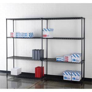 Lorell Industrial Wire Starter Shelving Unit - 48" x 24" x 72" - 4 x Shelf(ves) - 4000 lb Load Capacity - Black - Steel