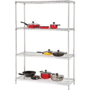 Lorell Industrial Wire Starter Shelving Unit - 36" Width x 18" Depth - Steel - Chrome