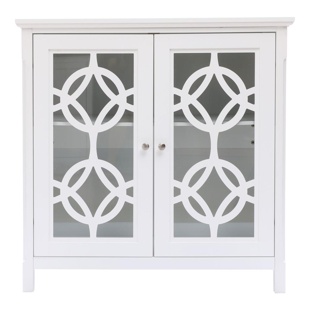 White Pine Wood 2-Door Accent Storage Cabinet