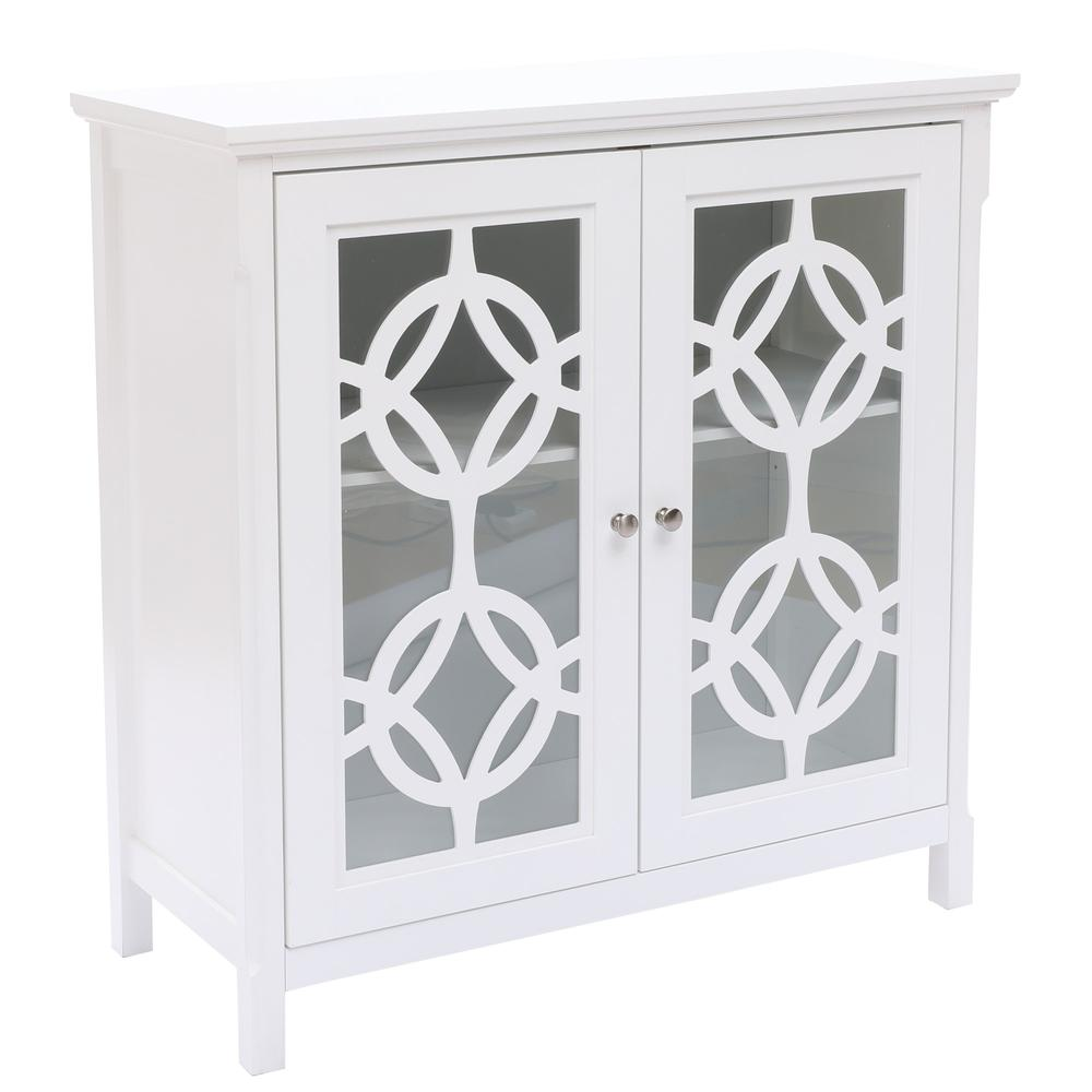 White Pine Wood 2-Door Accent Storage Cabinet