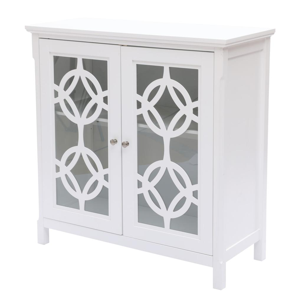 White Pine Wood 2-Door Accent Storage Cabinet