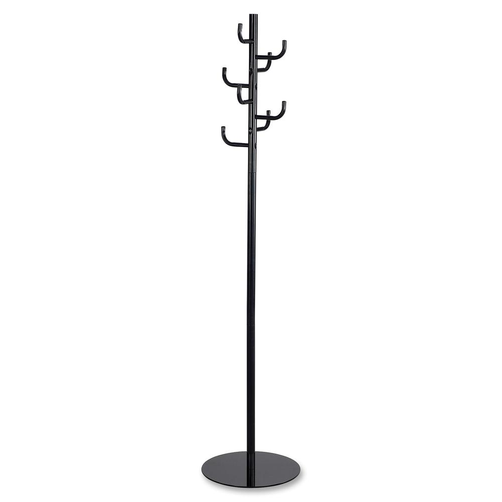 Safco Hook Head Coat Rack - 8 Hooks - for Coat, Jacket, Purse, Hat, Garment - Tubular Steel - Black - 1 Each