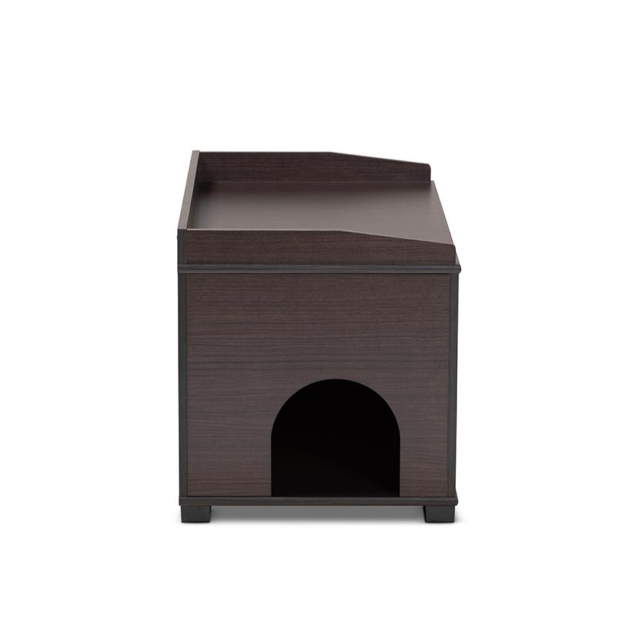 Dark Brown Finished Wood Cat Litter Box Cover House