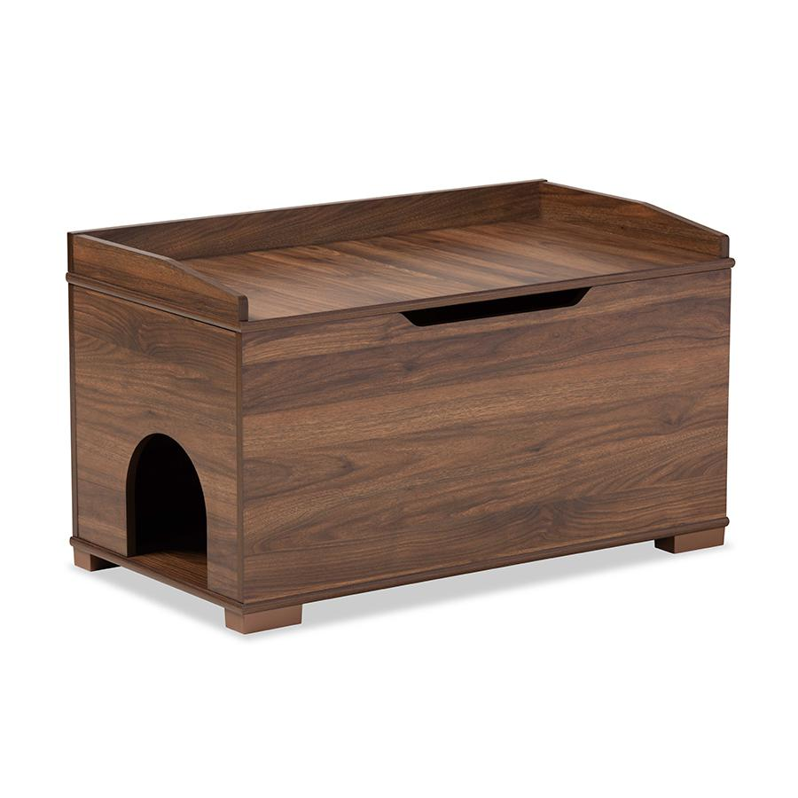 Walnut Brown Finished Wood Cat Litter Box Cover House