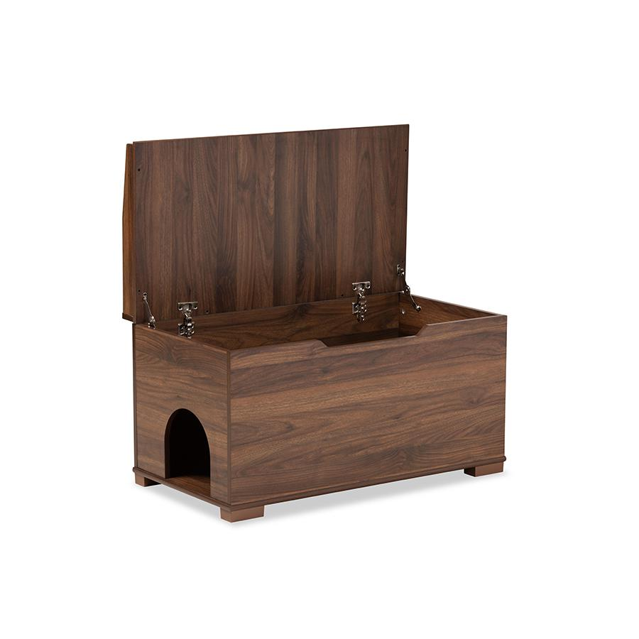 Walnut Brown Finished Wood Cat Litter Box Cover House