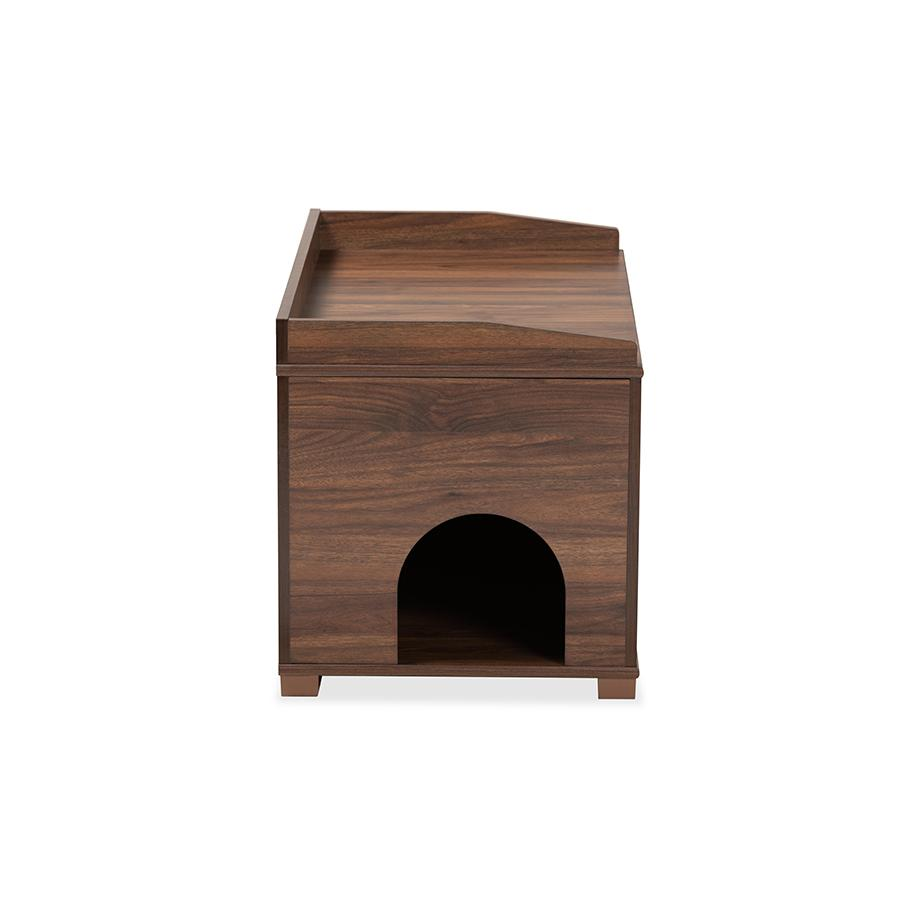 Walnut Brown Finished Wood Cat Litter Box Cover House