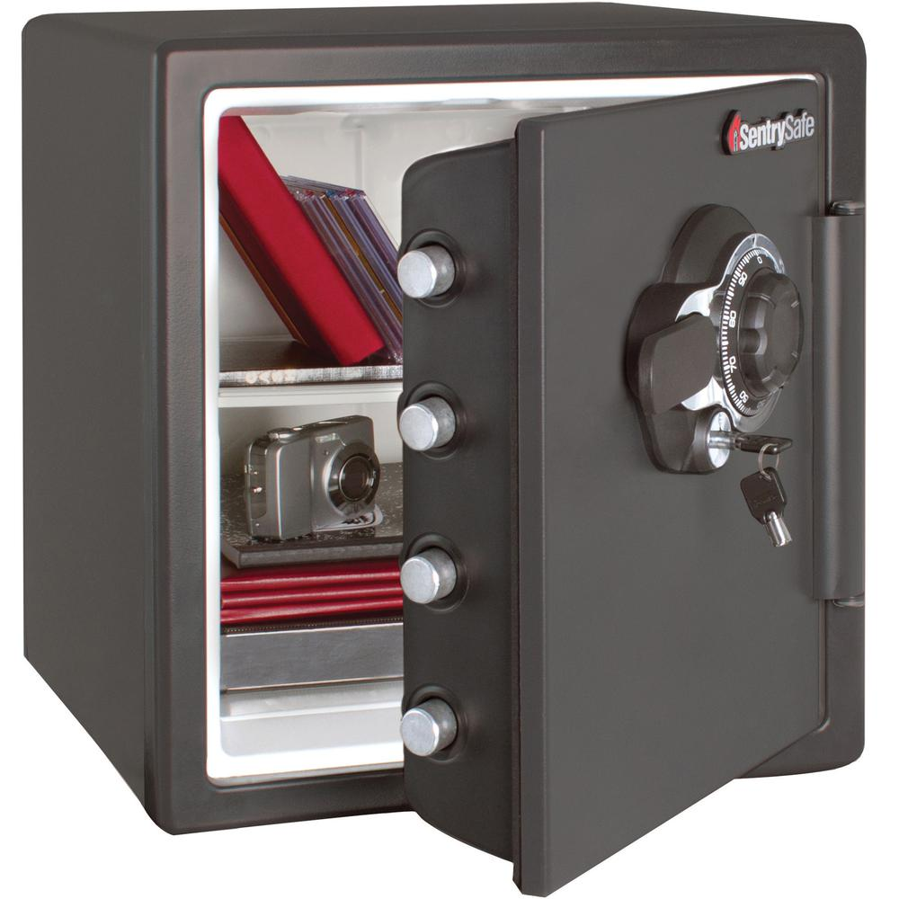 Sentry Safe Combination Fire/Water Safe - 1.23 ft³ - Dual Key, Combination, Digital Lock - 4 Live-locking Bolt(s) - Fire Resistant, Water Resistant, Theft Resistant, Pry Resistant, Water Proof - for D