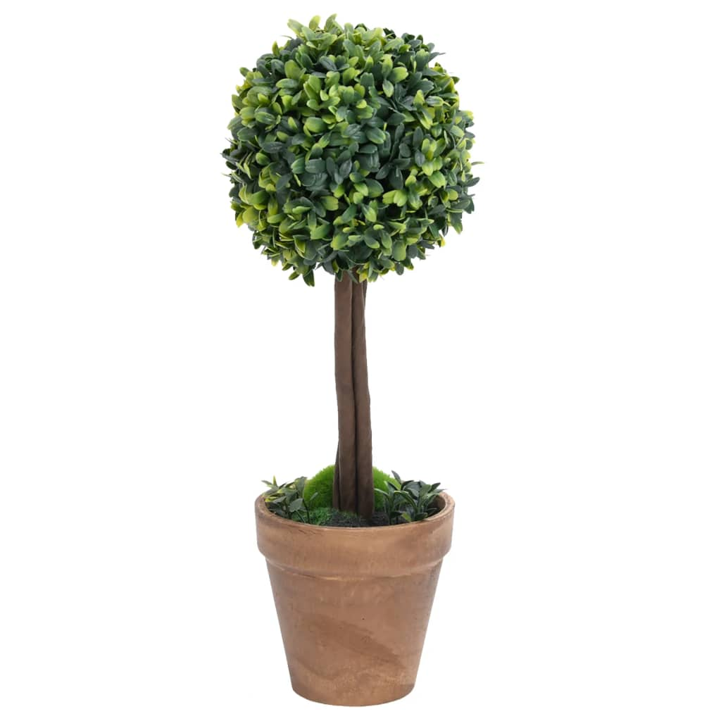 vidaXL Artificial Boxwood Plants 2 pcs with Pots Ball Shaped Green 22"