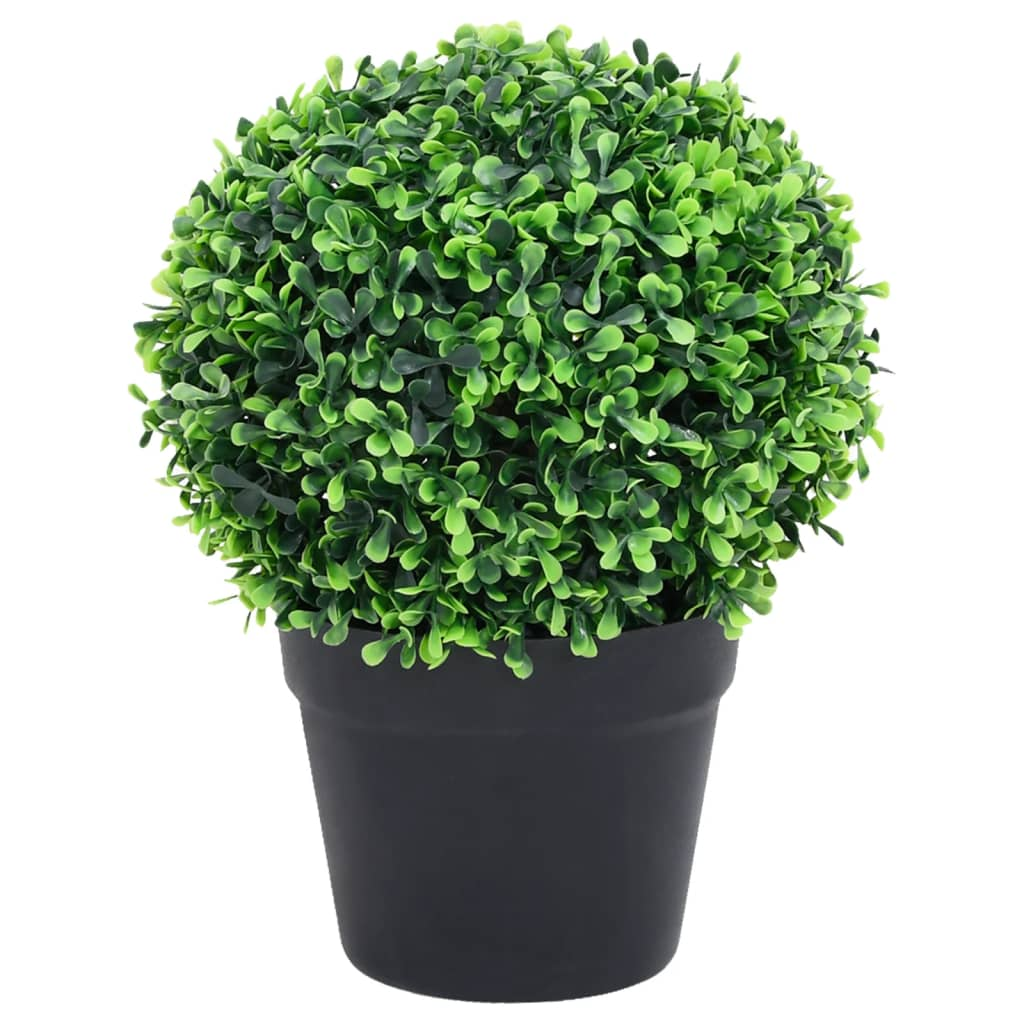 vidaXL Artificial Boxwood Plants 2 pcs with Pots Ball Shaped Green 10.6"