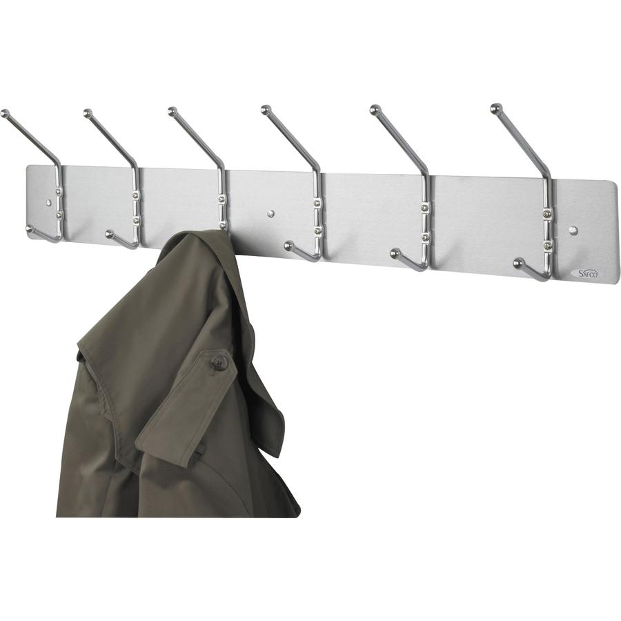 Safco 6-Hook Contemporary Steel Coat Hooks - 6 Hooks - 10 lb (4.54 kg) Capacity - for Garment - Steel - Silver - 1 Each