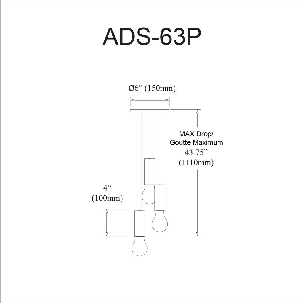 3LT Incandescent Pendant,  AGB