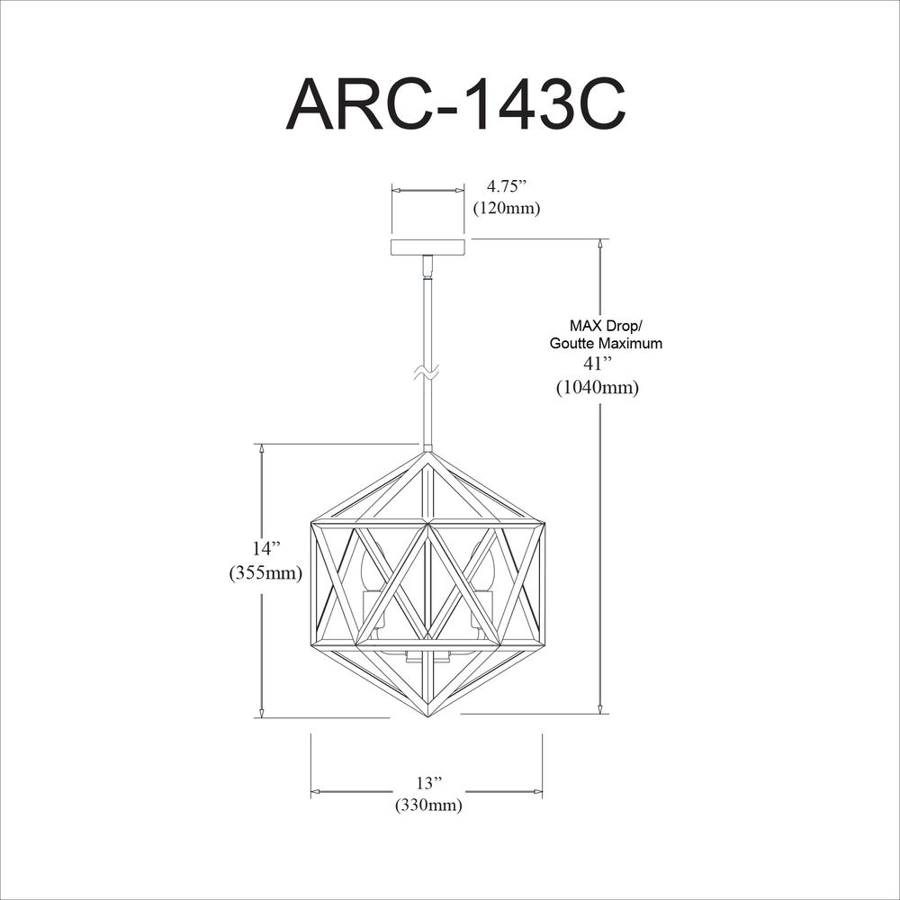 3LT Incandescent Chandelier, WH/VB