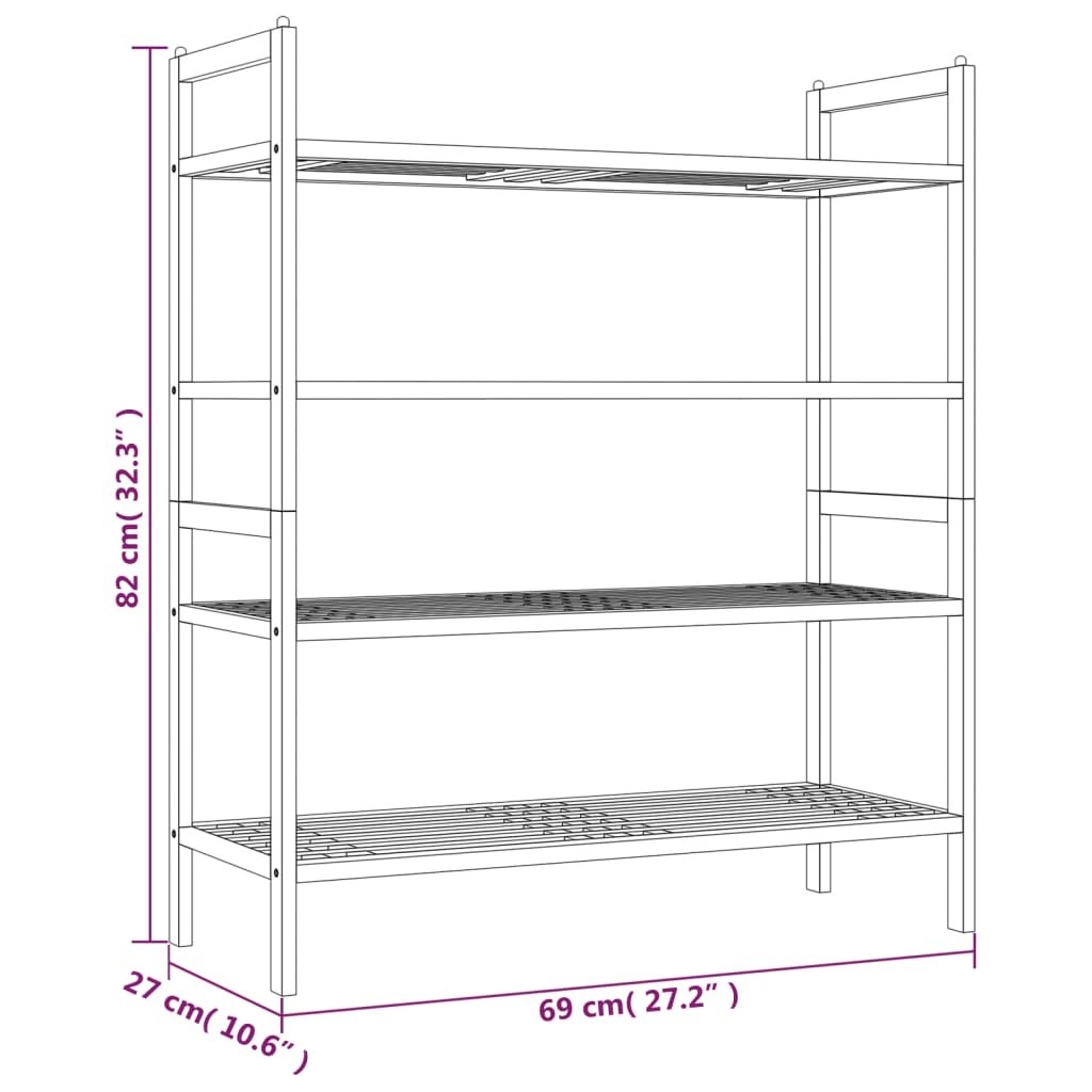 vidaXL Shoe Racks 2 pcs 27.2"x10.6"x16.1" Solid Wood Walnut