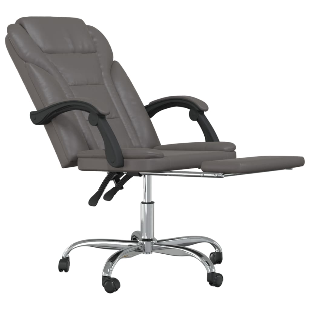 vidaXL Reclining Office Chair Gray Faux Leather