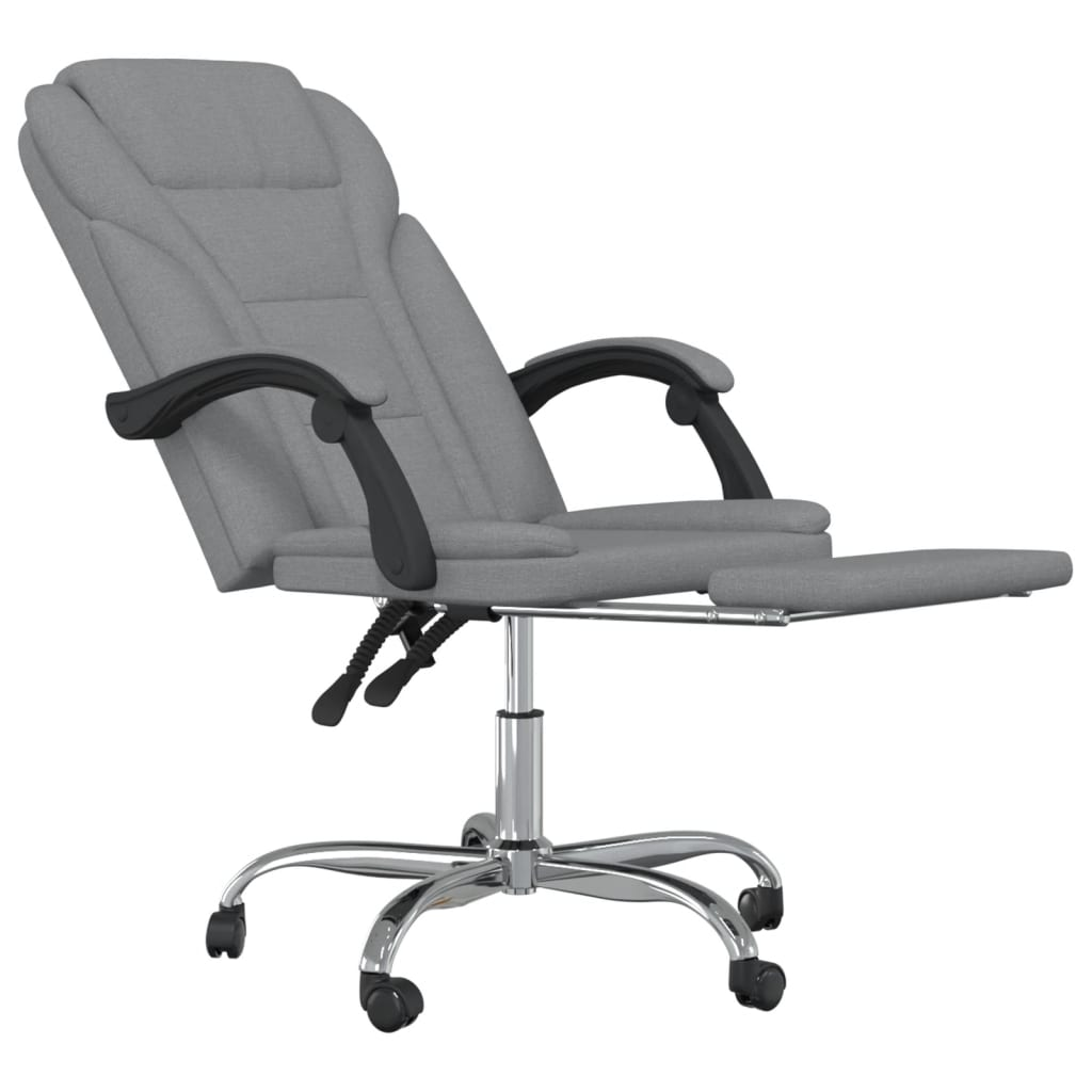 vidaXL Reclining Office Chair Light Gray Fabric