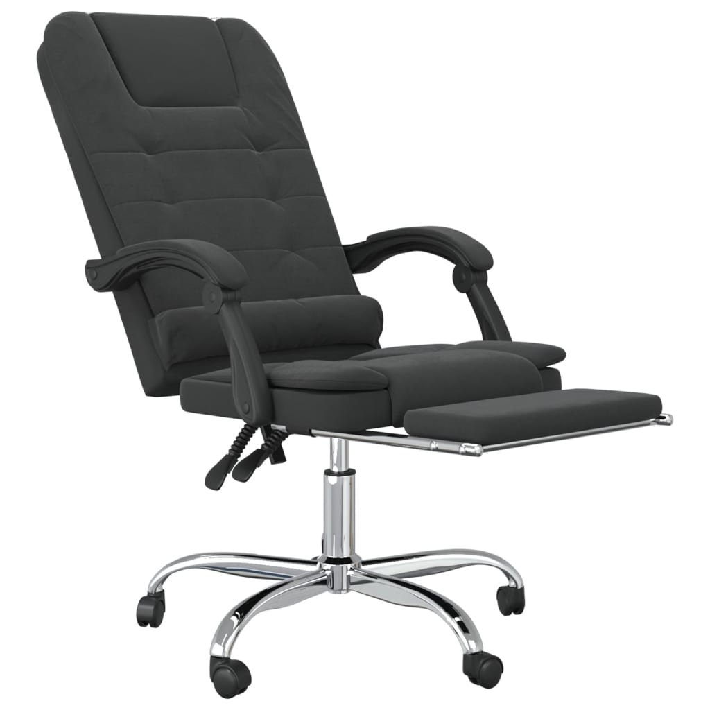 vidaXL Massage Reclining Office Chair Black Velvet