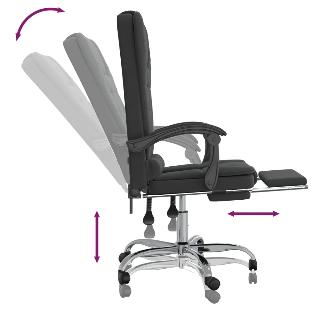 vidaXL Massage Reclining Office Chair Black Velvet