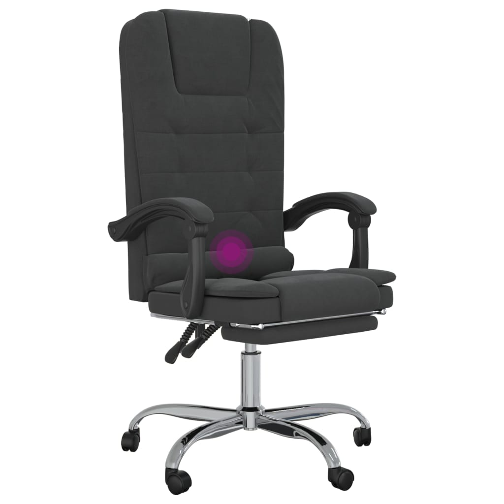 vidaXL Massage Reclining Office Chair Black Velvet