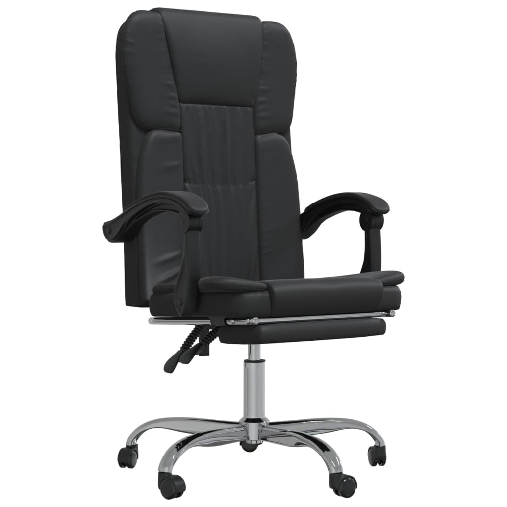 vidaXL Reclining Office Chair Black Faux Leather