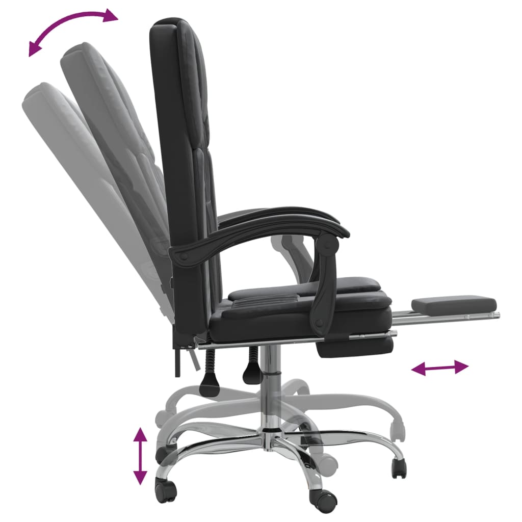 vidaXL Reclining Office Chair Black Faux Leather