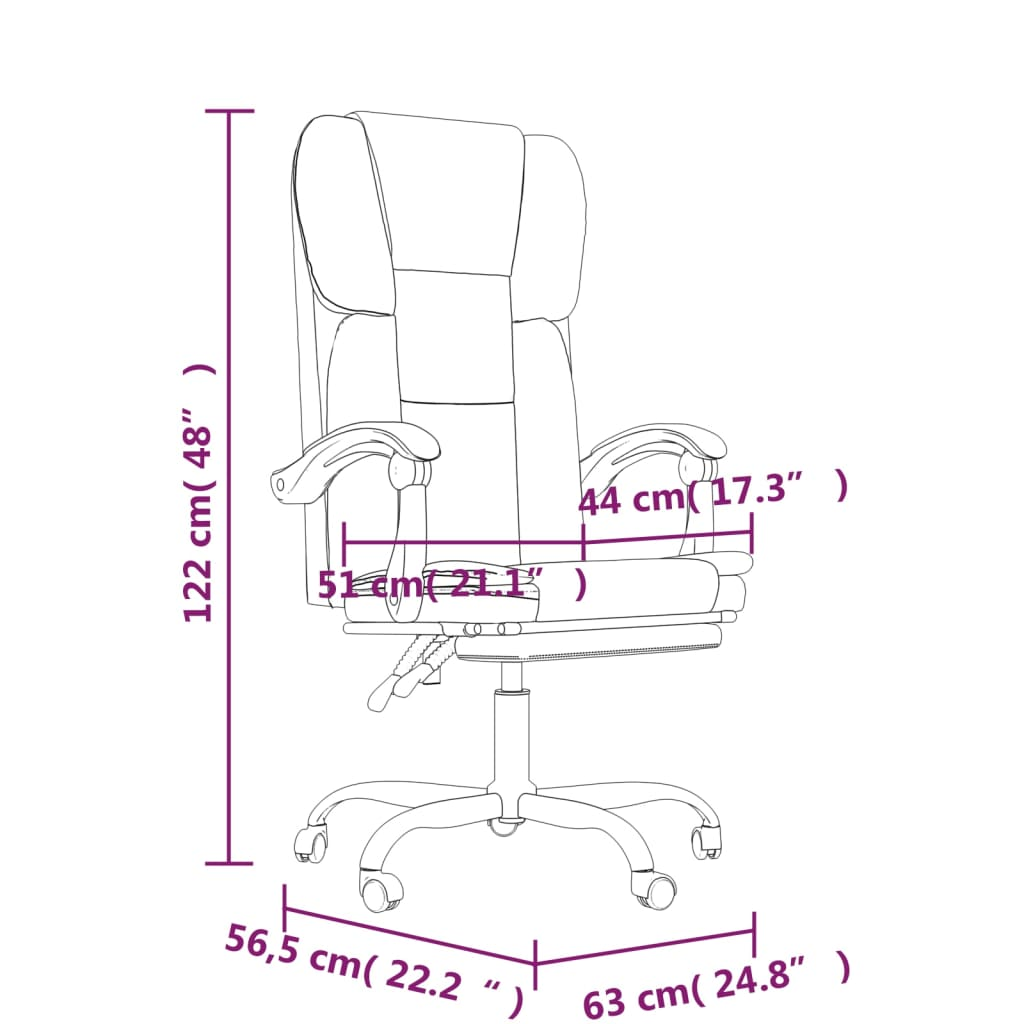 vidaXL Reclining Office Chair Black Faux Leather