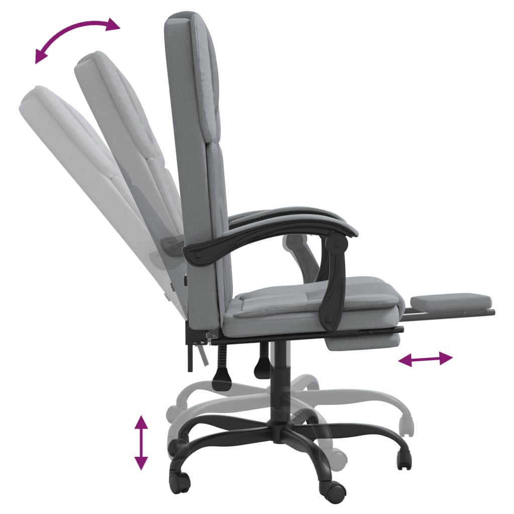 vidaXL Reclining Office Chair Light Gray Fabric