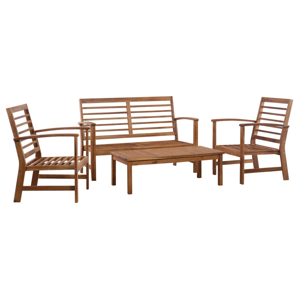 vidaXL 4 Piece Patio Lounge Set Solid Acacia Wood