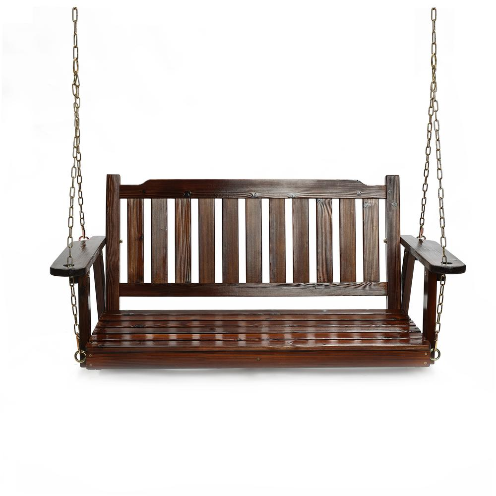 Torch Wood Front Porch Swing with Chains