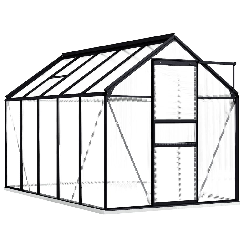 vidaXL Greenhouse with Base Frame Anthracite Aluminum 63.4 ft²