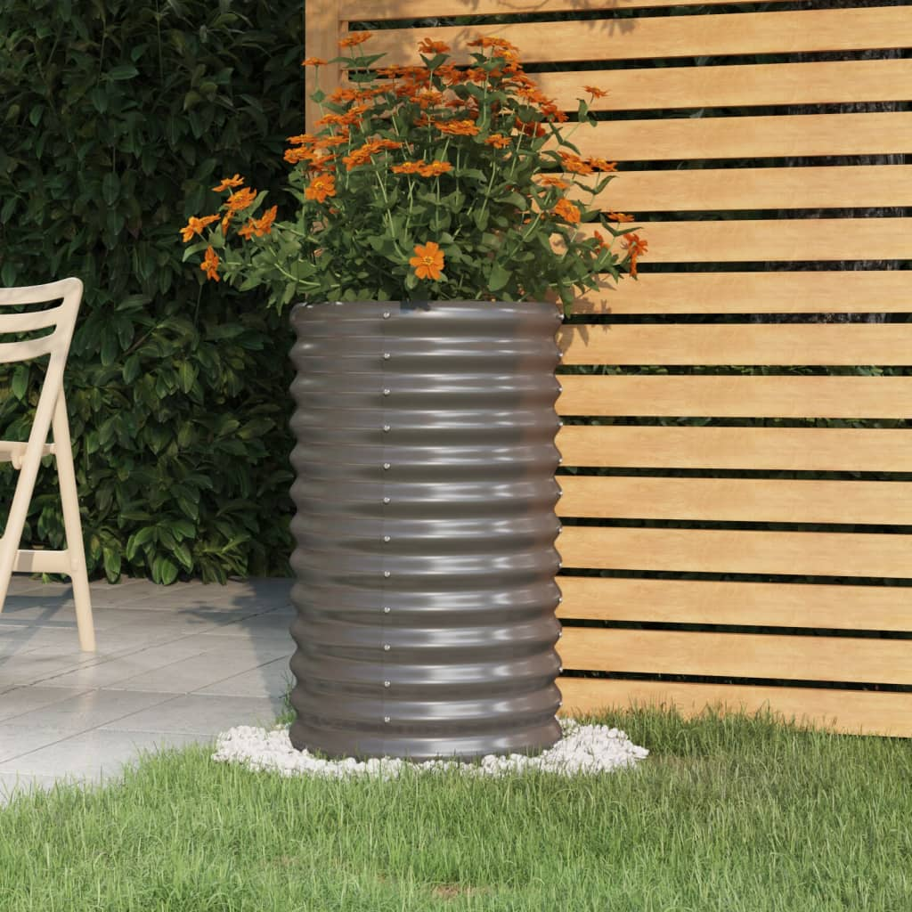 vidaXL Garden Planter Powder-coated Steel 15.7"x15.7"x26.8" Gray