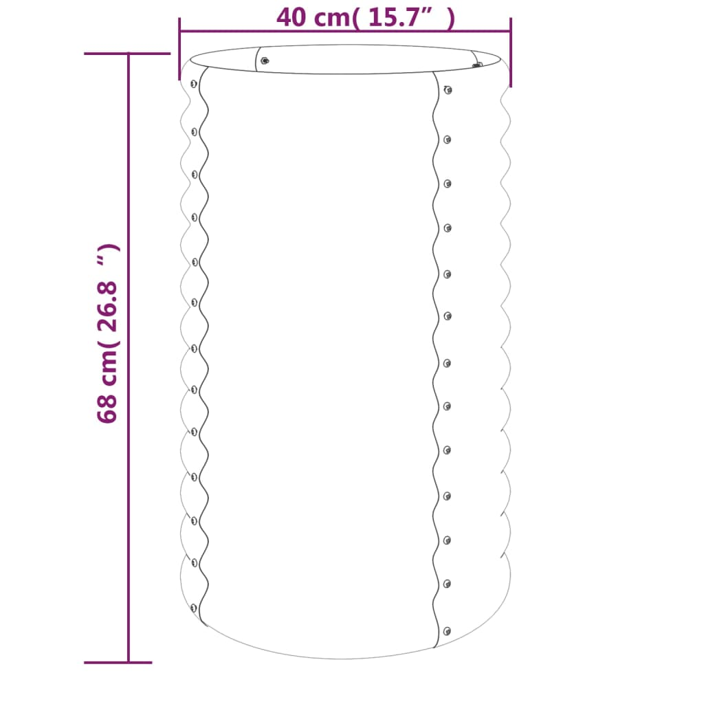 vidaXL Garden Planter Powder-coated Steel 15.7"x15.7"x26.8" Gray