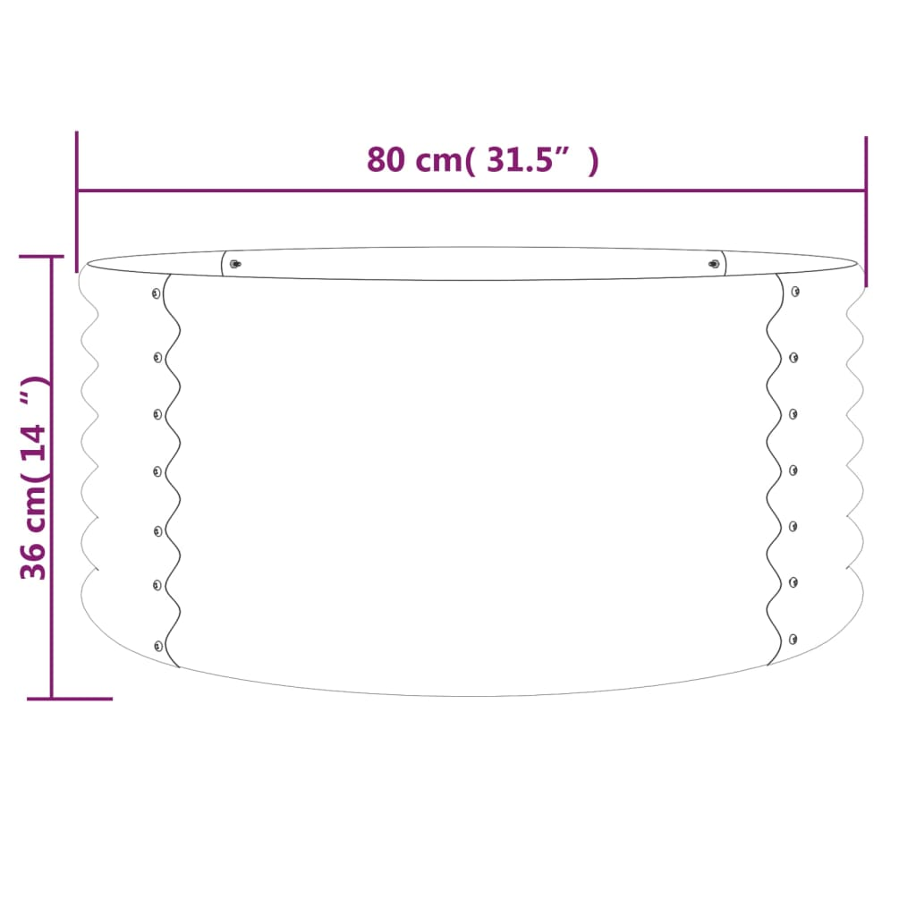 vidaXL Garden Planter Powder-coated Steel 31.5"x31.5"x14.2" Silver