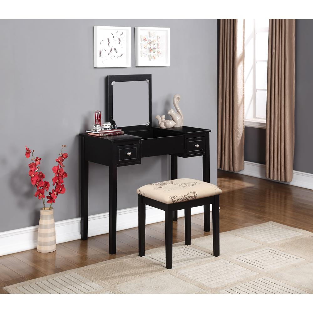 Black Butterfly Vanity And Stool