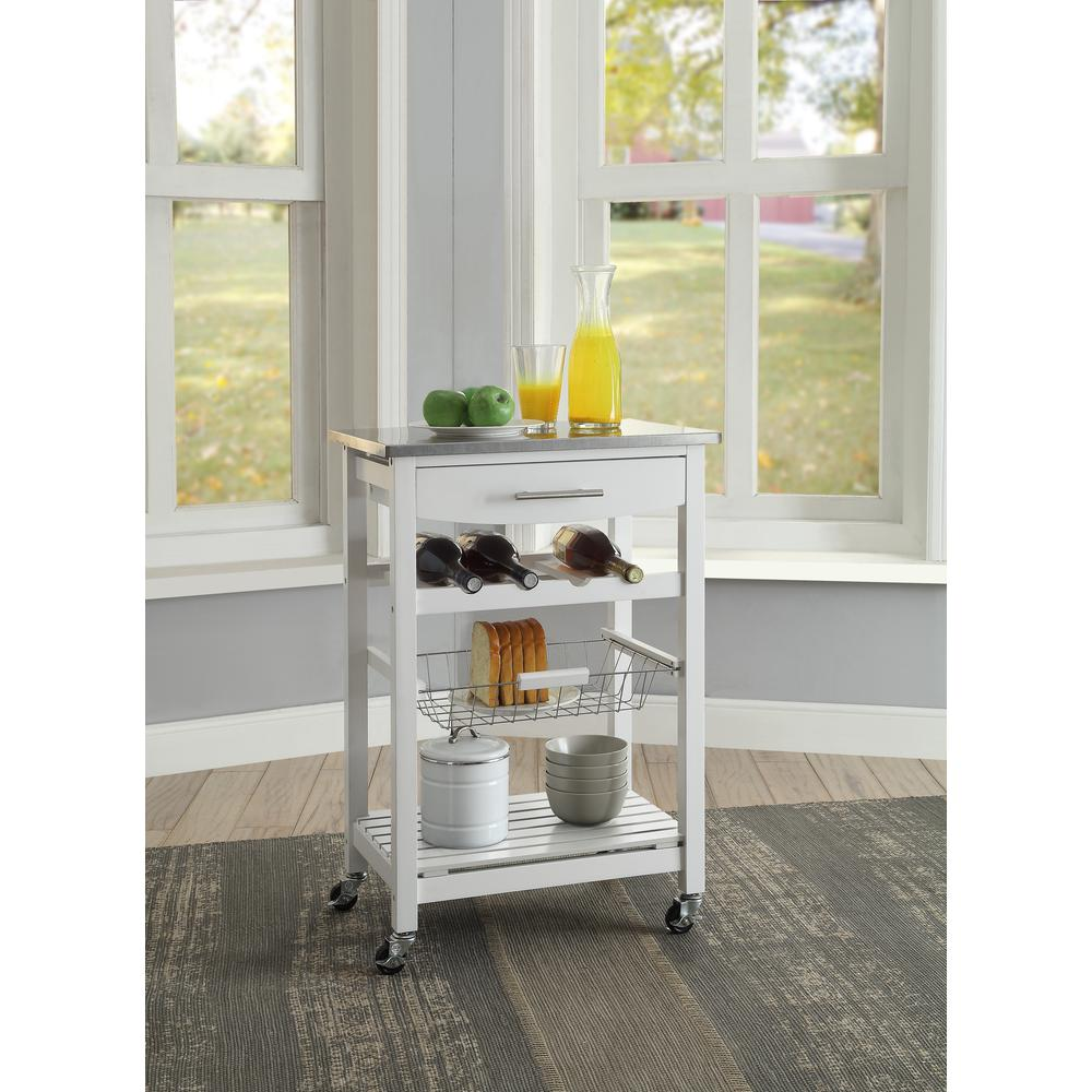 Clarke White Kitchen Cart