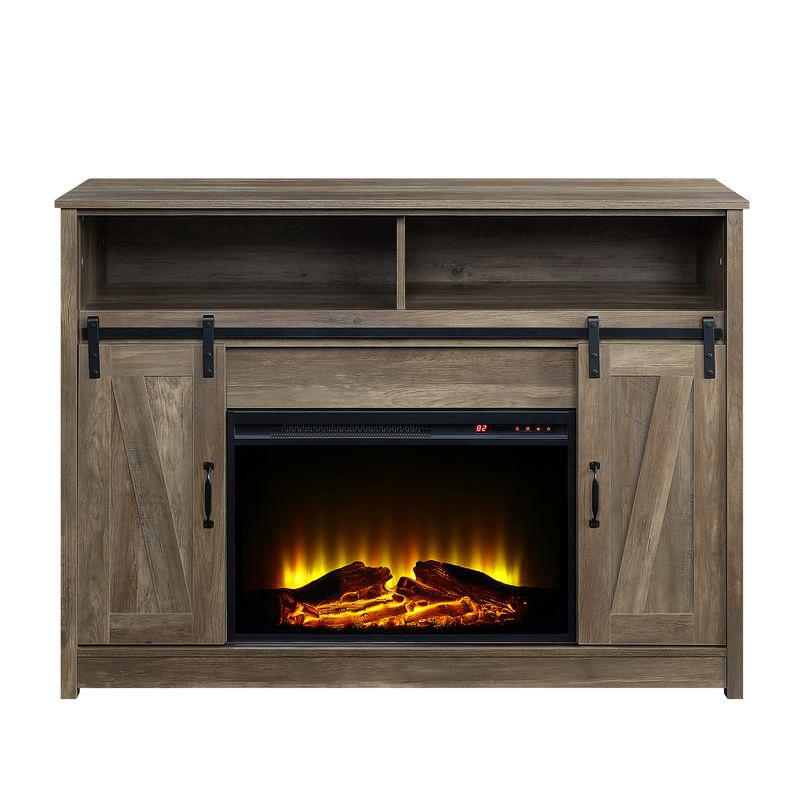 Tobias Rustic Oak Finish, Fireplace