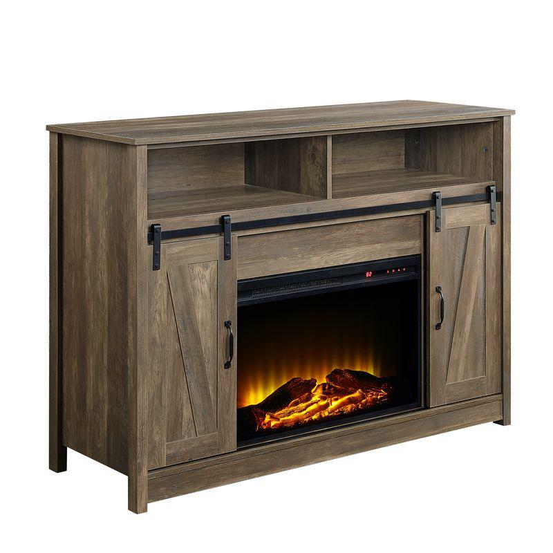 Tobias Rustic Oak Finish, Fireplace