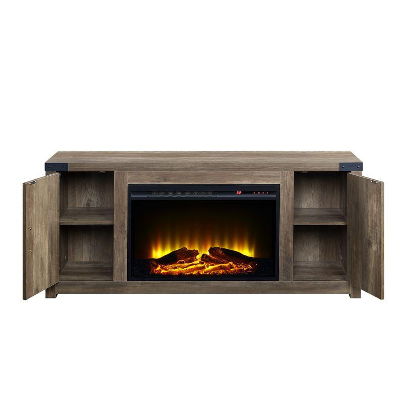 Tobias Rustic Oak Finish Fireplace