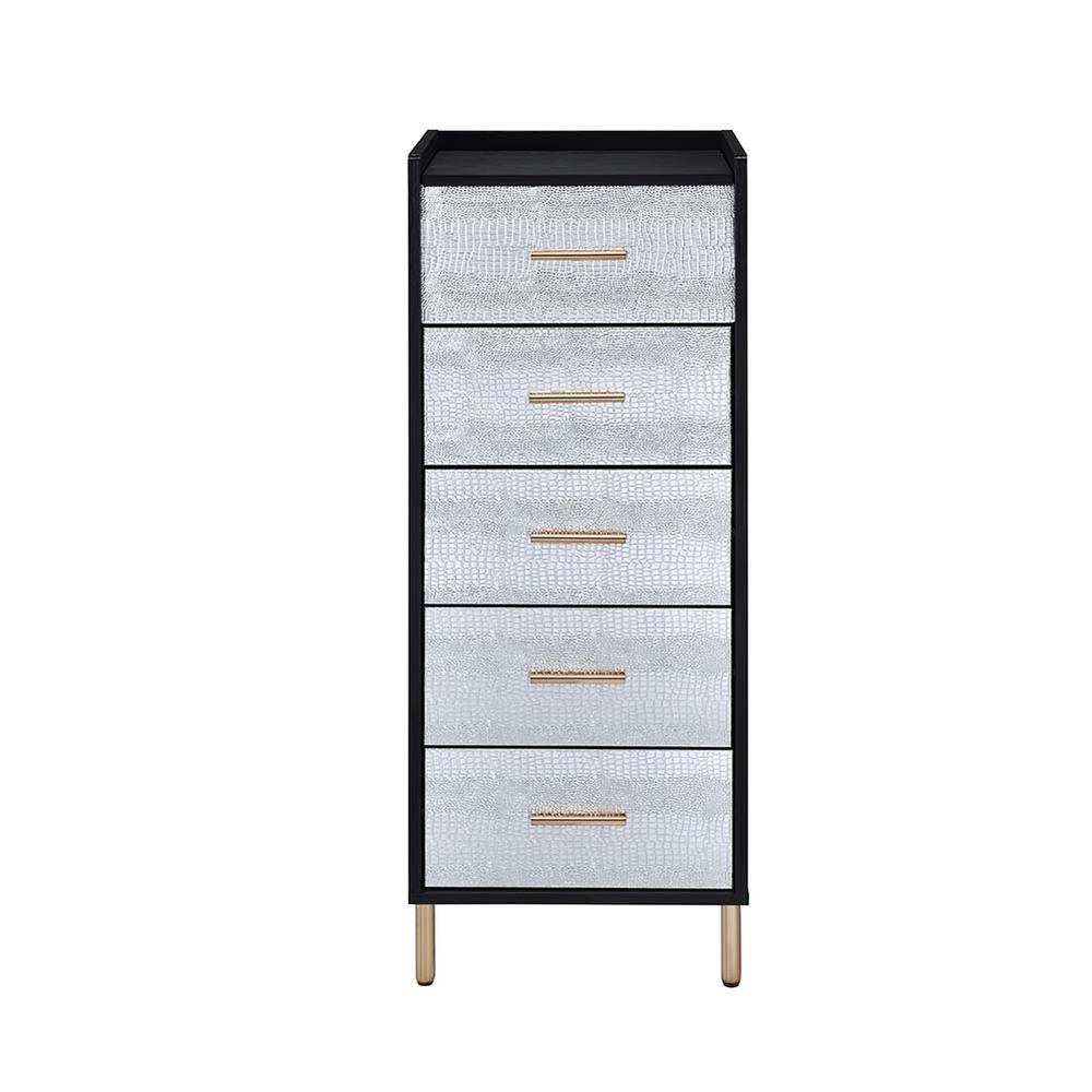 Myles Black, Silver & Gold Finish Jewelry Armoire