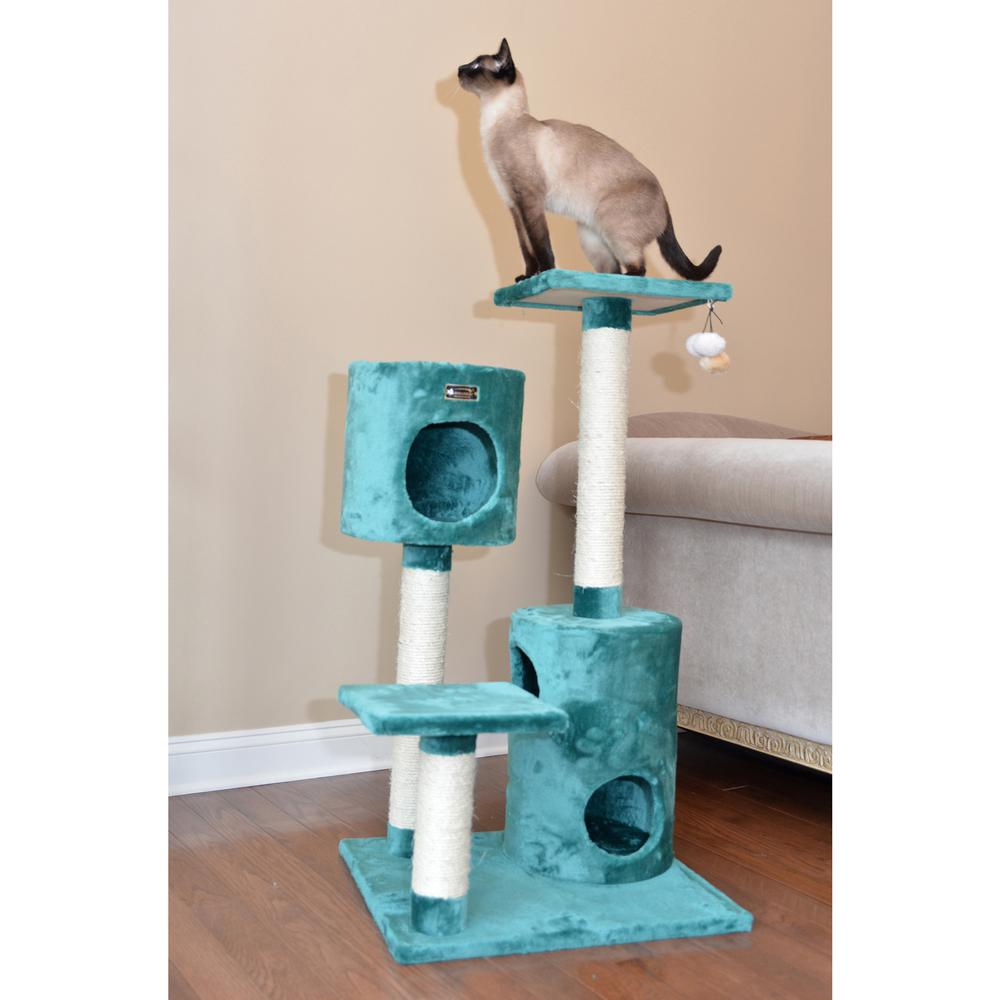 Armarkat Real Wood Cat Tree Condo House With 2 Private Condos 43" Green A4301