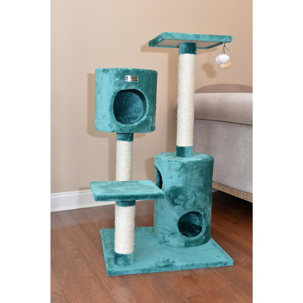 Armarkat Real Wood Cat Tree Condo House With 2 Private Condos 43" Green A4301