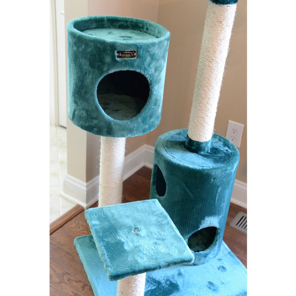 Armarkat Real Wood Cat Tree Condo House With 2 Private Condos 43" Green A4301