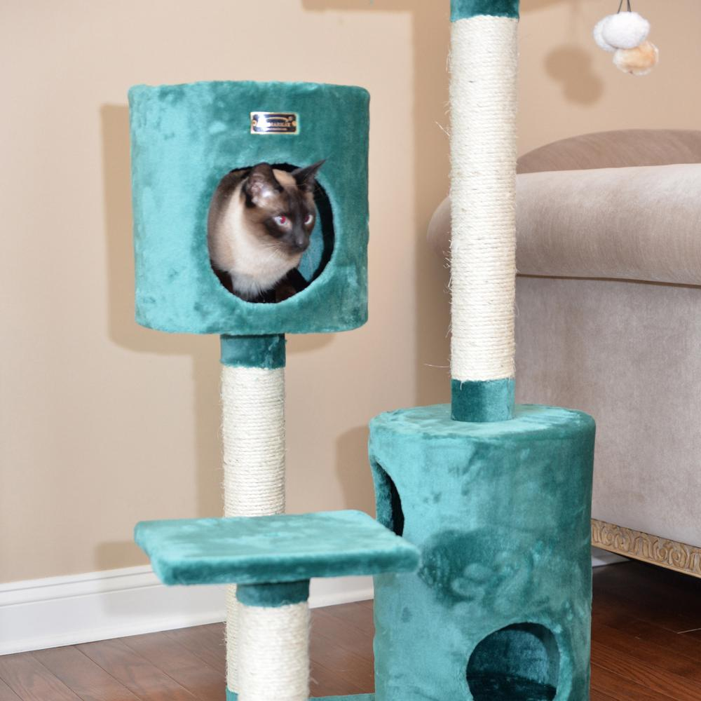 Armarkat Real Wood Cat Tree Condo House With 2 Private Condos 43" Green A4301