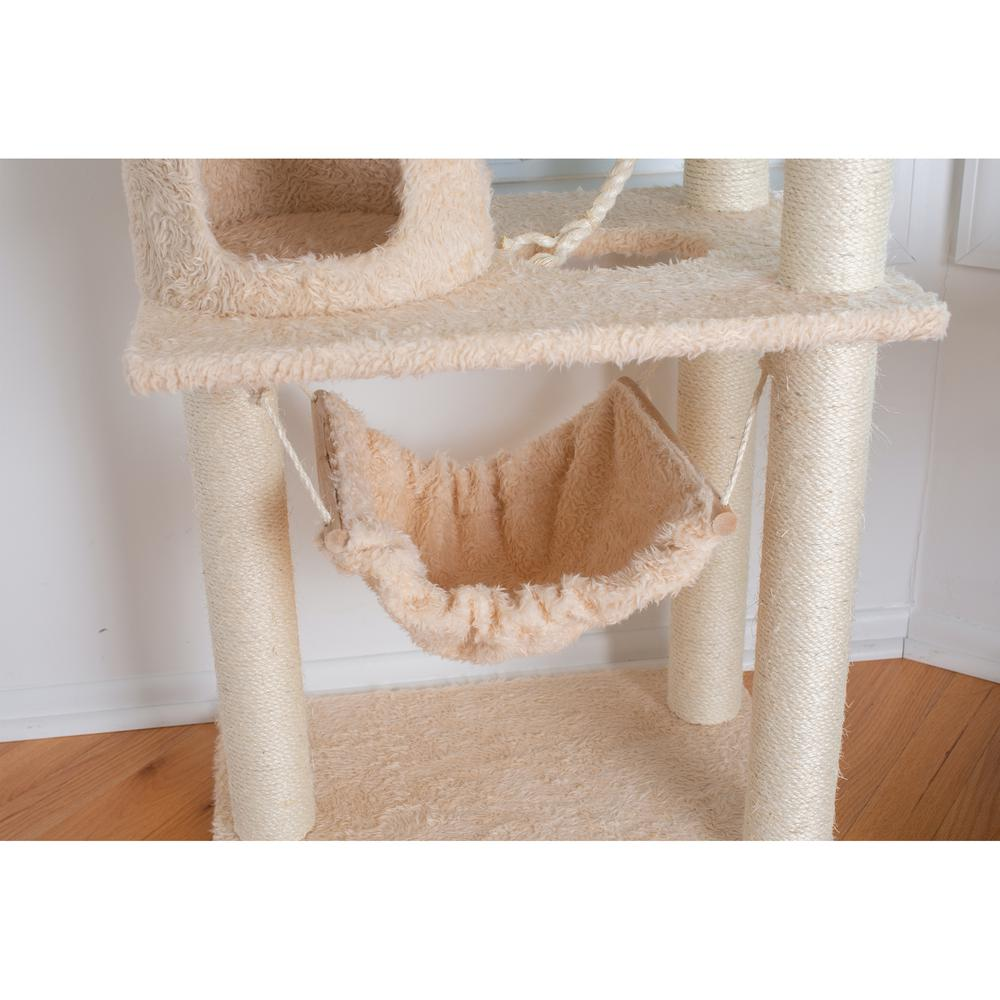 Armarkat 70" Real Wood Cat Furniture,Ultra thick Faux Fur Covered Cat Condo House A7005, Beige